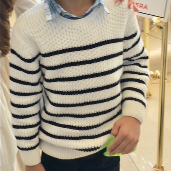 Janie & Jack Boys White Striped Sweater Size 4 - Picture 4 of 4